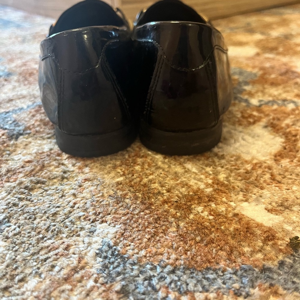 Michael Kors Black Patent Loafers with Gold Accent - Picture 3 of 3
